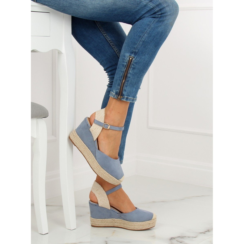 Espadrillas blu su zeppe T331P Blue 1