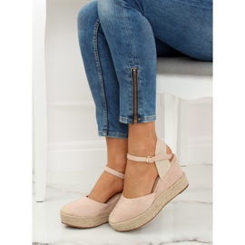 Espadrillas su zeppe beige e rosa T331P Beige 1