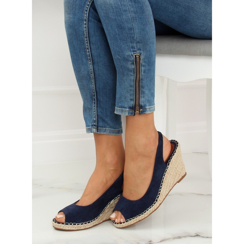 YY29P Espadrillas blu su zeppe blu navy 1