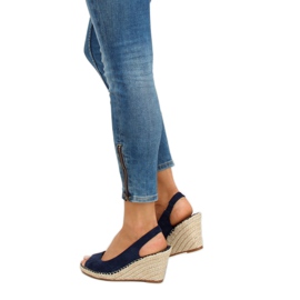 YY29P Espadrillas blu su zeppe blu navy 2