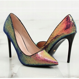 Stiletto con paillettes, color petrolio NF-43P Black nero multicolore 1