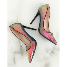 Stiletto con paillettes, color petrolio NF-43P Black nero multicolore 2