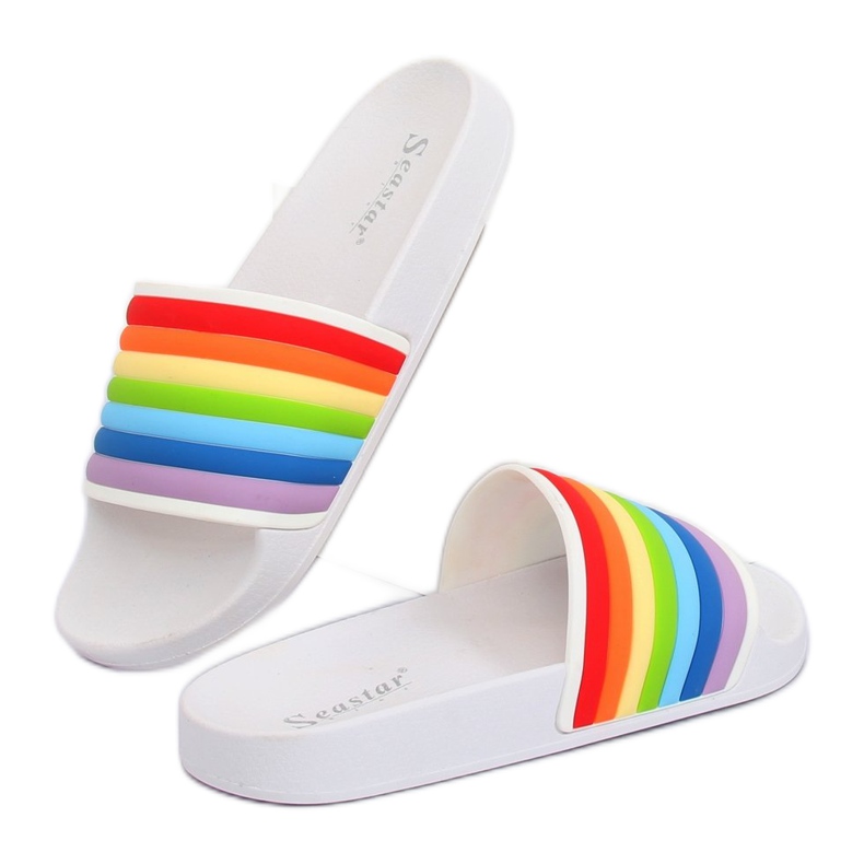 Ciabatte arcobaleno bianche T325P Bianco bianca multicolore 1