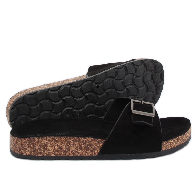 Camoscio nero CK61P Pantofole nere 1
