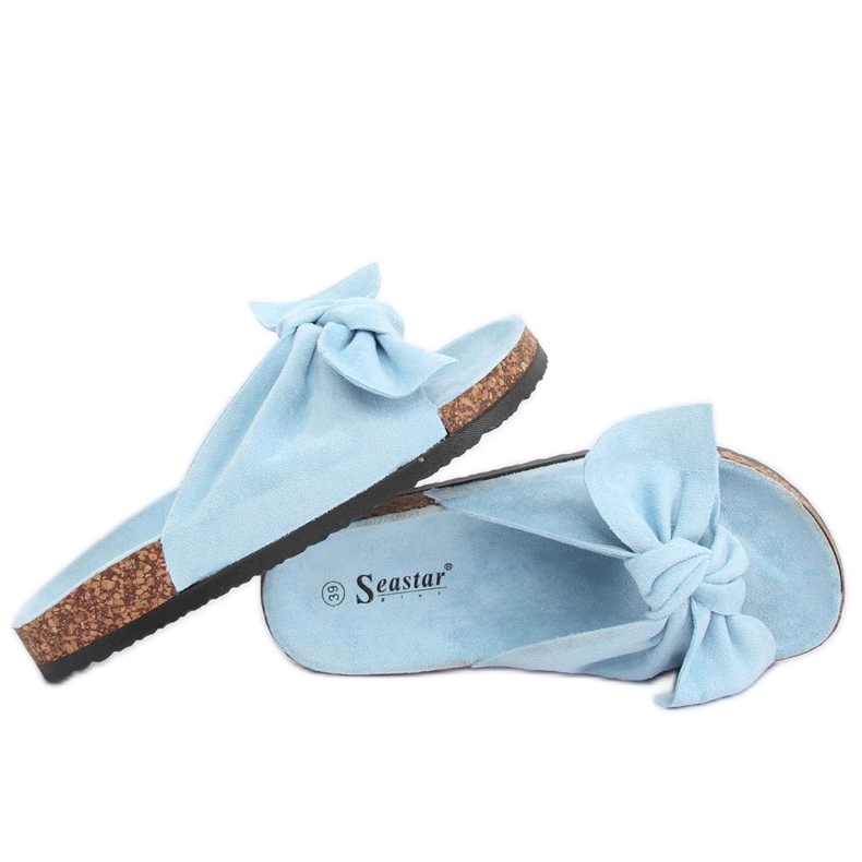 Ciabatte in camoscio blu CK02P LT.BLUE 1