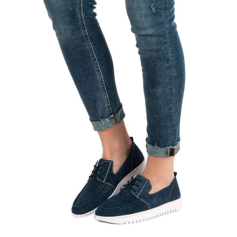 Filippo Mocassini stringati in pelle blu blu navy 2