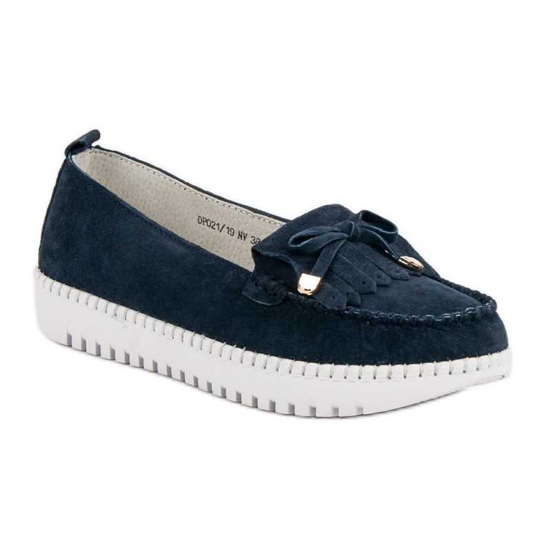 Filippo Mocassini in pelle alla moda blu blu navy 1