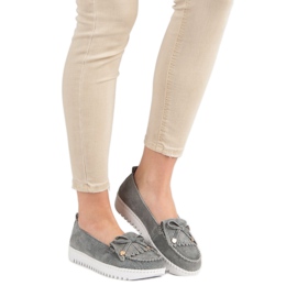 Filippo Mocassini in pelle alla moda grigio 1