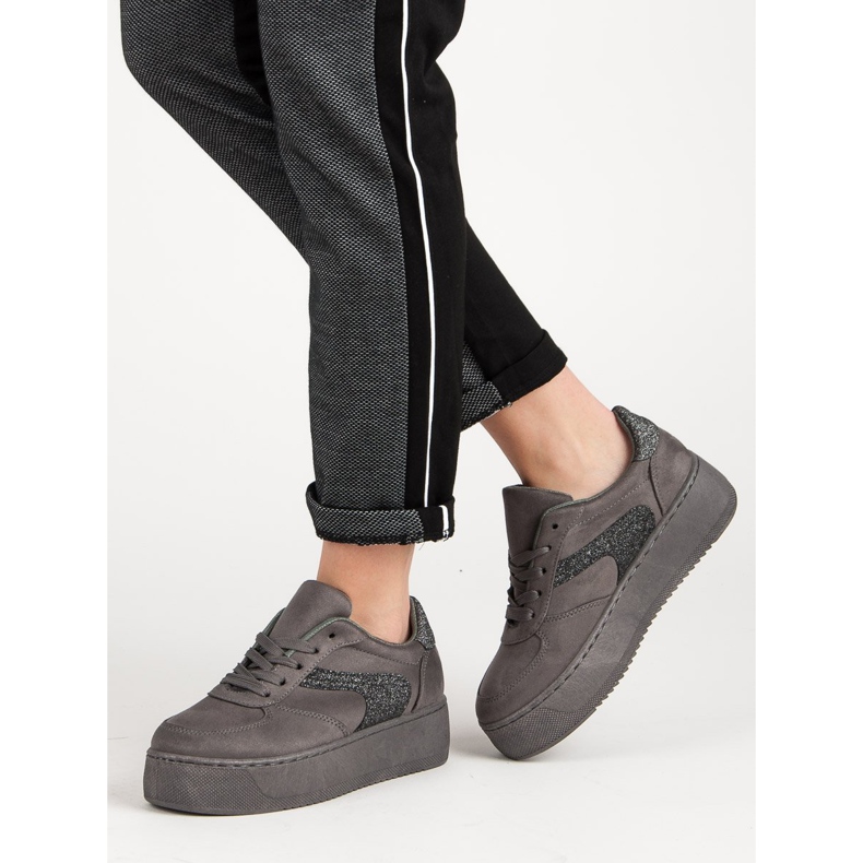 Scarpe sportive in pelle scamosciata grigio 1
