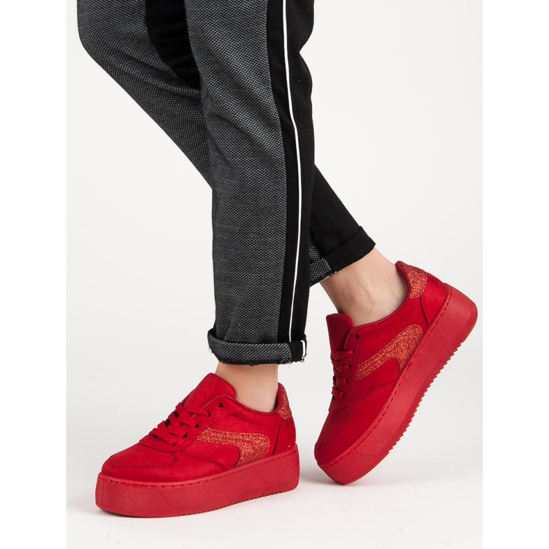Scarpe sportive in pelle scamosciata rosso 2