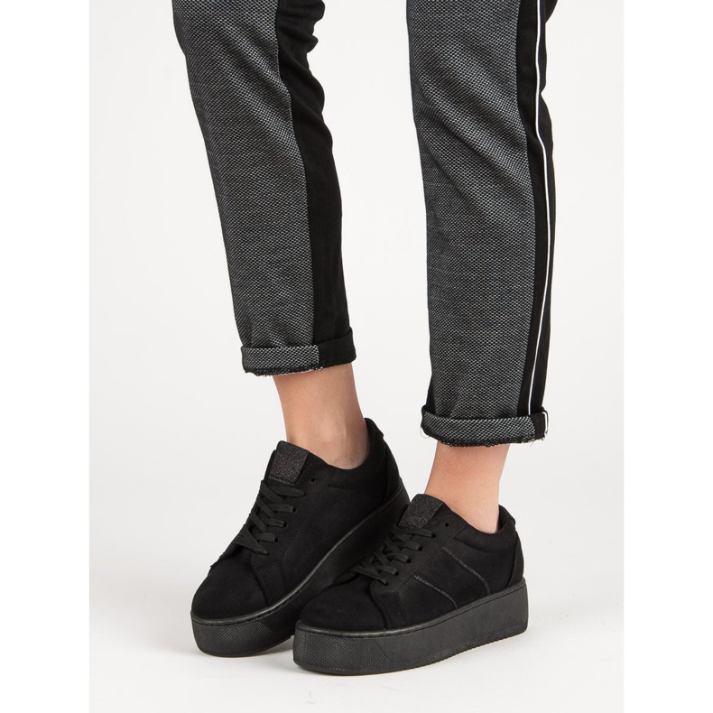 Scarpe sportive in pelle scamosciata nero 1