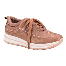 Scarpe sportive con cristalli rosa 1