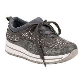 Scarpe sportive con cristalli grigio 1