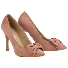 Laura Mode Tacco In Pelle Scamosciata Con Fiocco rosa 2