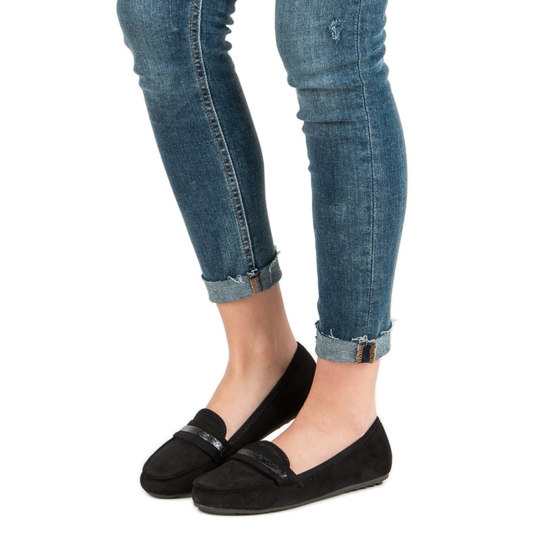 Mocassini casual in pelle scamosciata nero 1