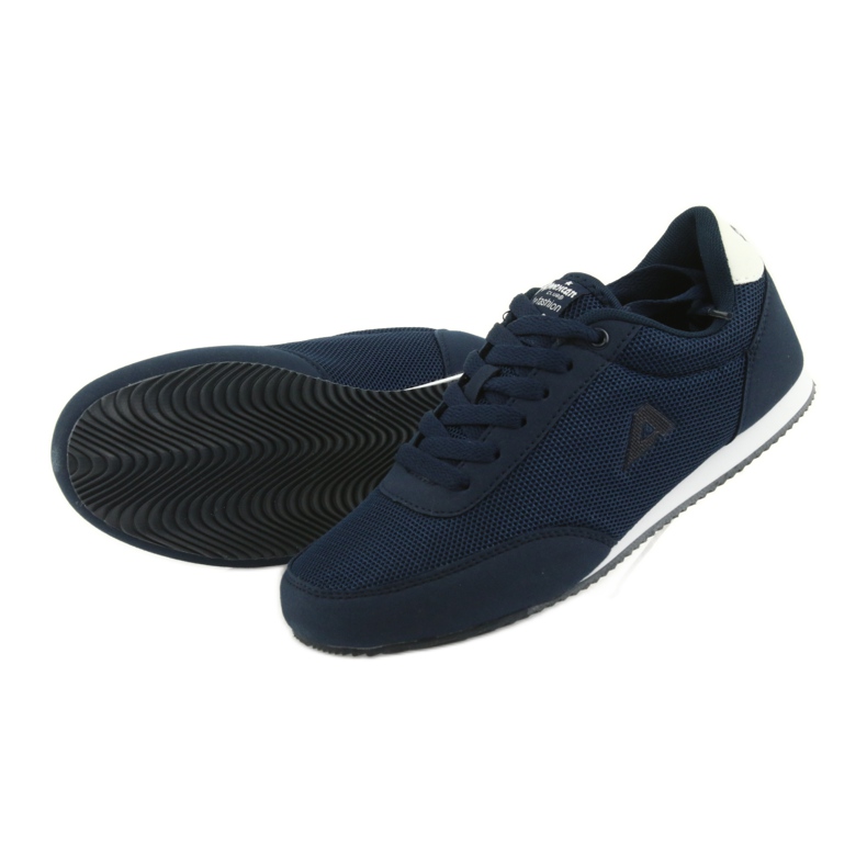 Scarpe sportive allacciate American Club bianca blu navy 5