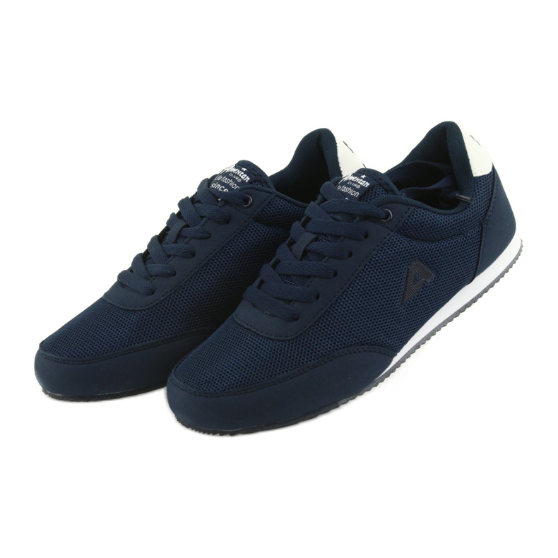 Scarpe sportive allacciate American Club bianca blu navy 3