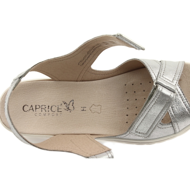 Sandali Caprice scarpe da donna in pelle argento grigio 7