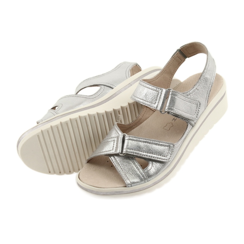 Sandali Caprice scarpe da donna in pelle argento grigio 6