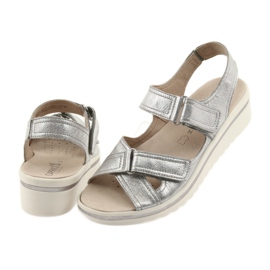 Sandali Caprice scarpe da donna in pelle argento grigio 5