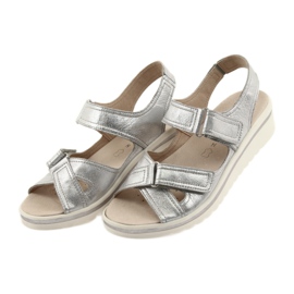 Sandali Caprice scarpe da donna in pelle argento grigio 4