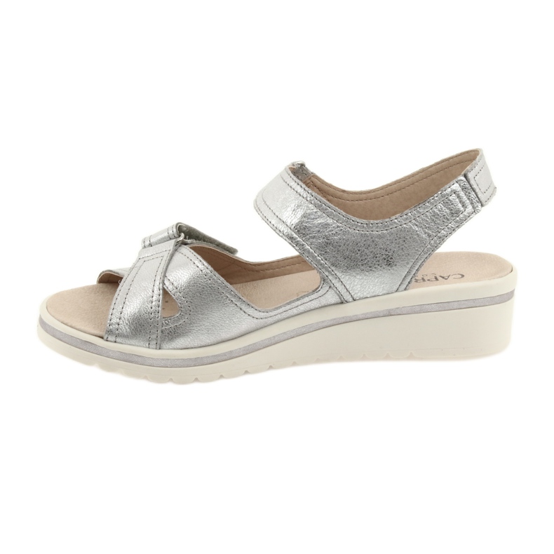 Sandali Caprice scarpe da donna in pelle argento grigio 2