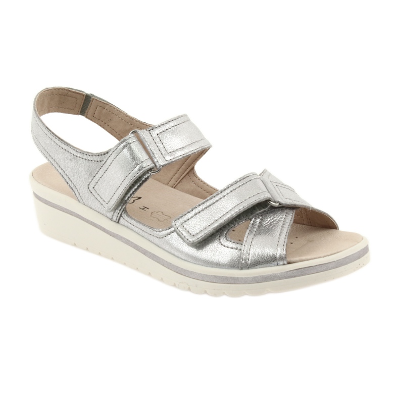 Sandali Caprice scarpe da donna in pelle argento grigio 1