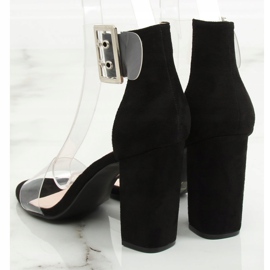 Sandali con strisce trasparenti nero B4-0218H Nero 1