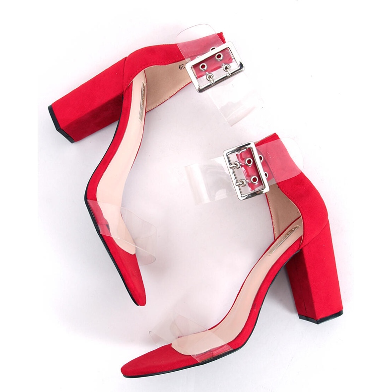 Sandali con strisce trasparenti rosso B4-0218H Red 1