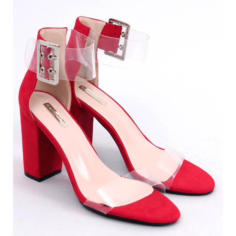 Sandali con strisce trasparenti rosso B4-0218H Red 2