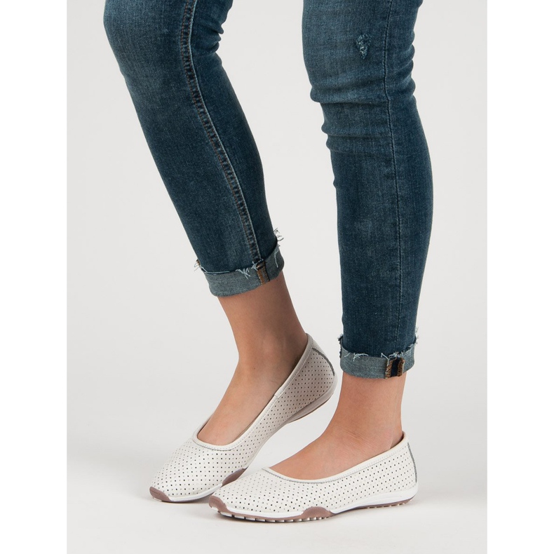 Filippo Ballerine in pelle traforata bianca 1