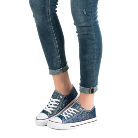 Sneakers blu navy con glitter 1
