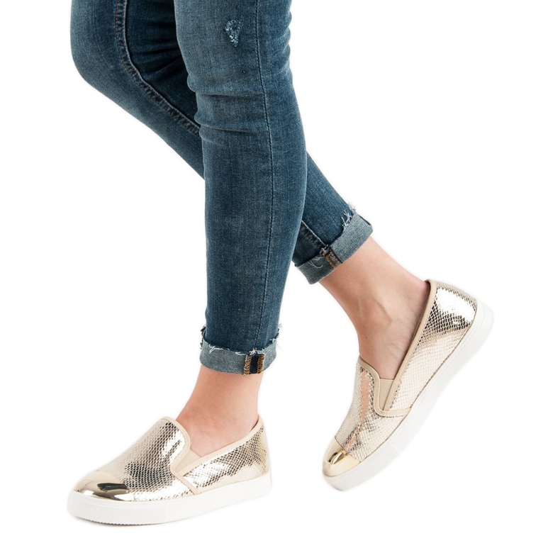 Queen Bee Sneakers Slip On dorate d'oro 2