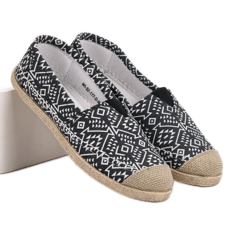 Espadrillas etniche alla moda nero 1