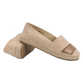 Small Swan Espadrillas In Camoscio Con Cristalli marrone 1