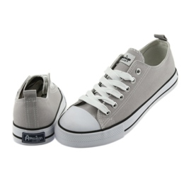 Sneakers allacciate scarpe da donna American Club grigie grigio 4