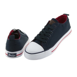 Sneakers allacciate blu navy American Club rosso 4