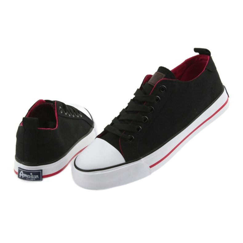 Sneaker nere allacciate American Club nero rosso 4