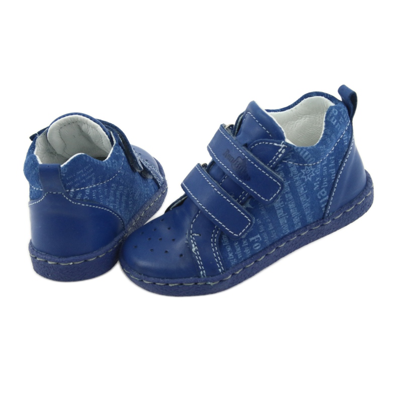 Scarpe da bambino in pelle con velcro Ren But 1429 blu 5