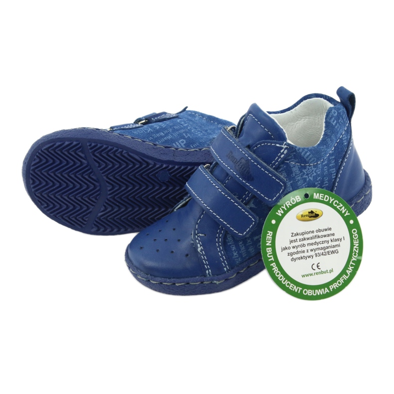 Scarpe da bambino in pelle con velcro Ren But 1429 blu 4