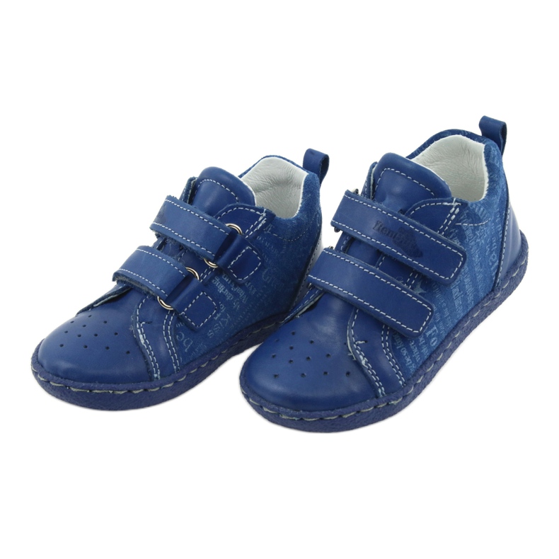Scarpe da bambino in pelle con velcro Ren But 1429 blu 3