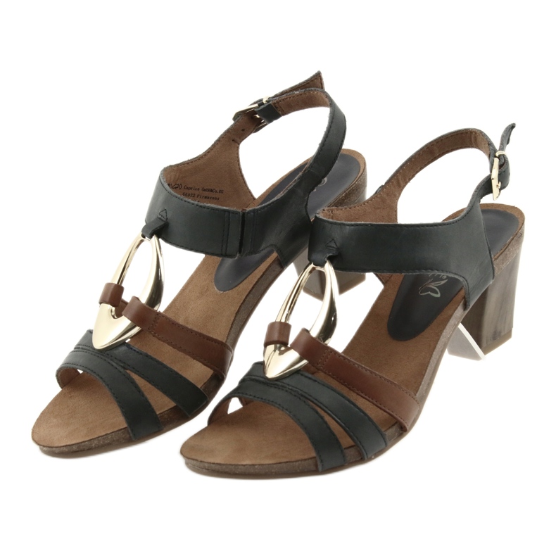 Sandali donna Caprice ovali dorati marrone giallo blu navy 3
