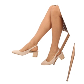 Décolleté con tacco aperto beige S0-231 Beige 2