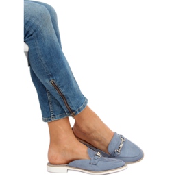 F9375 Mocassini pantofole blu 1