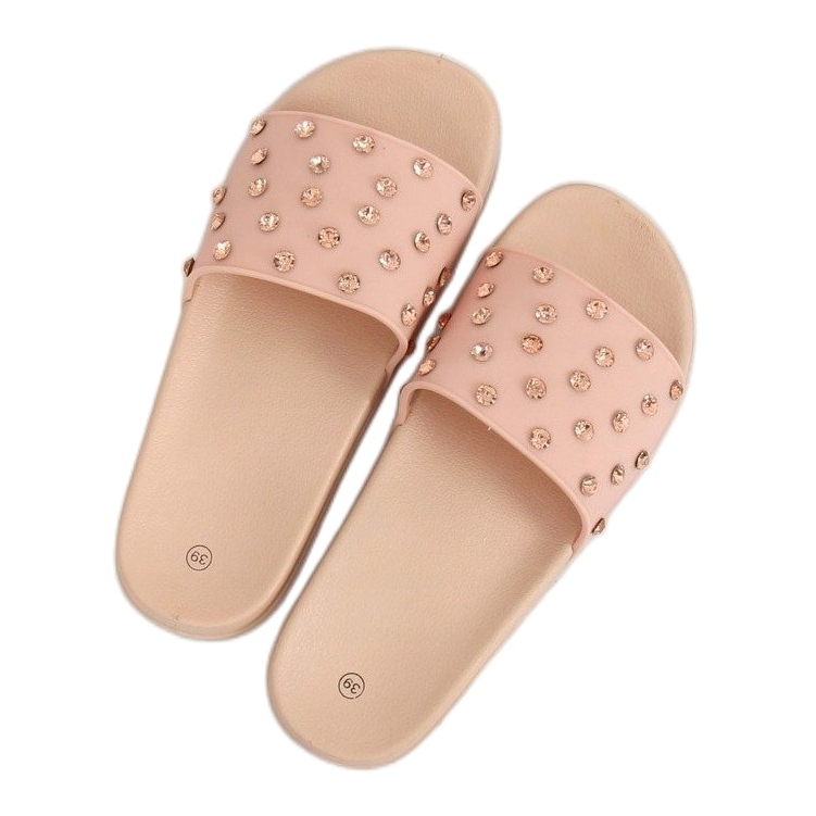 Rosa CK67P Pantofole rosa con pietre 2