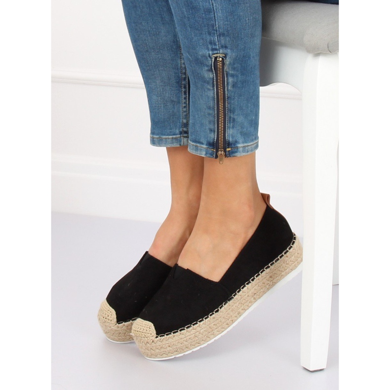Nero BL247 Espadrillas nere su suola alta 1