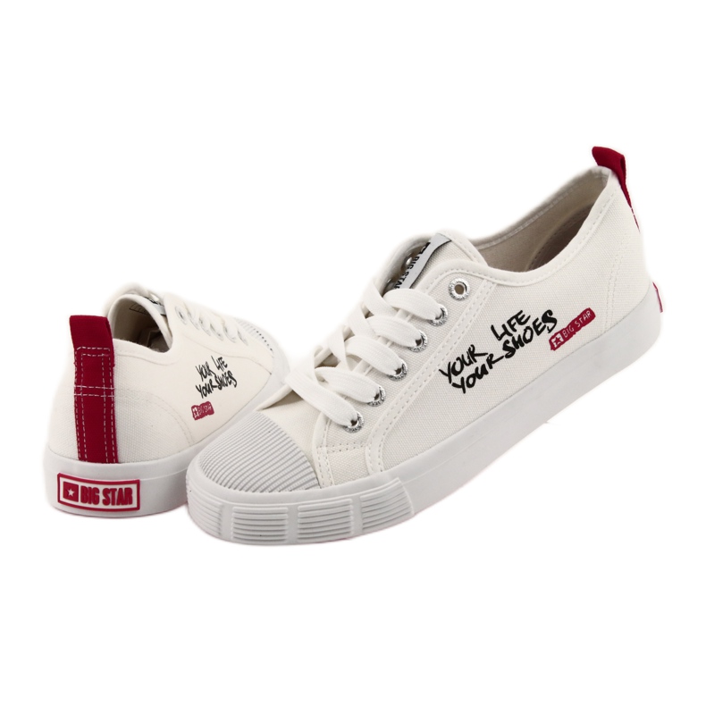 Sneakers bianche Big Star 274825 allacciate bianca rosso 4