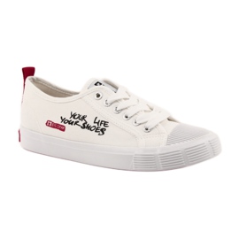 Sneakers bianche Big Star 274825 allacciate bianca rosso 1