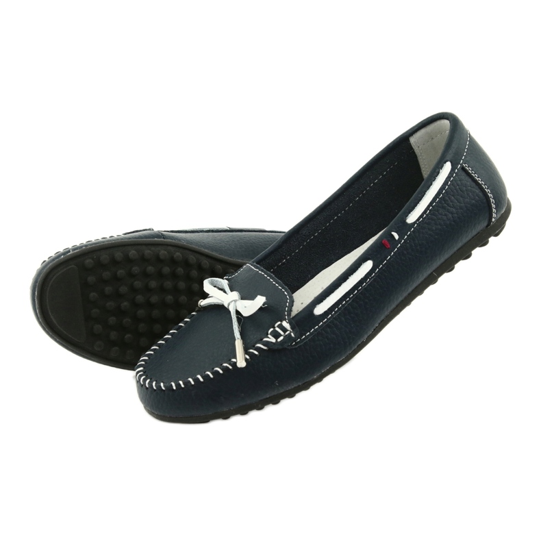 Mocassini donna in pelle Filippo 141 blu navy bianco 5
