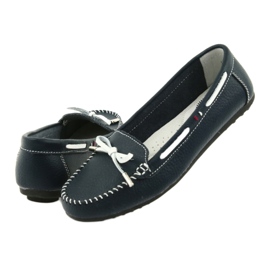 Mocassini donna in pelle Filippo 141 blu navy bianco 4
